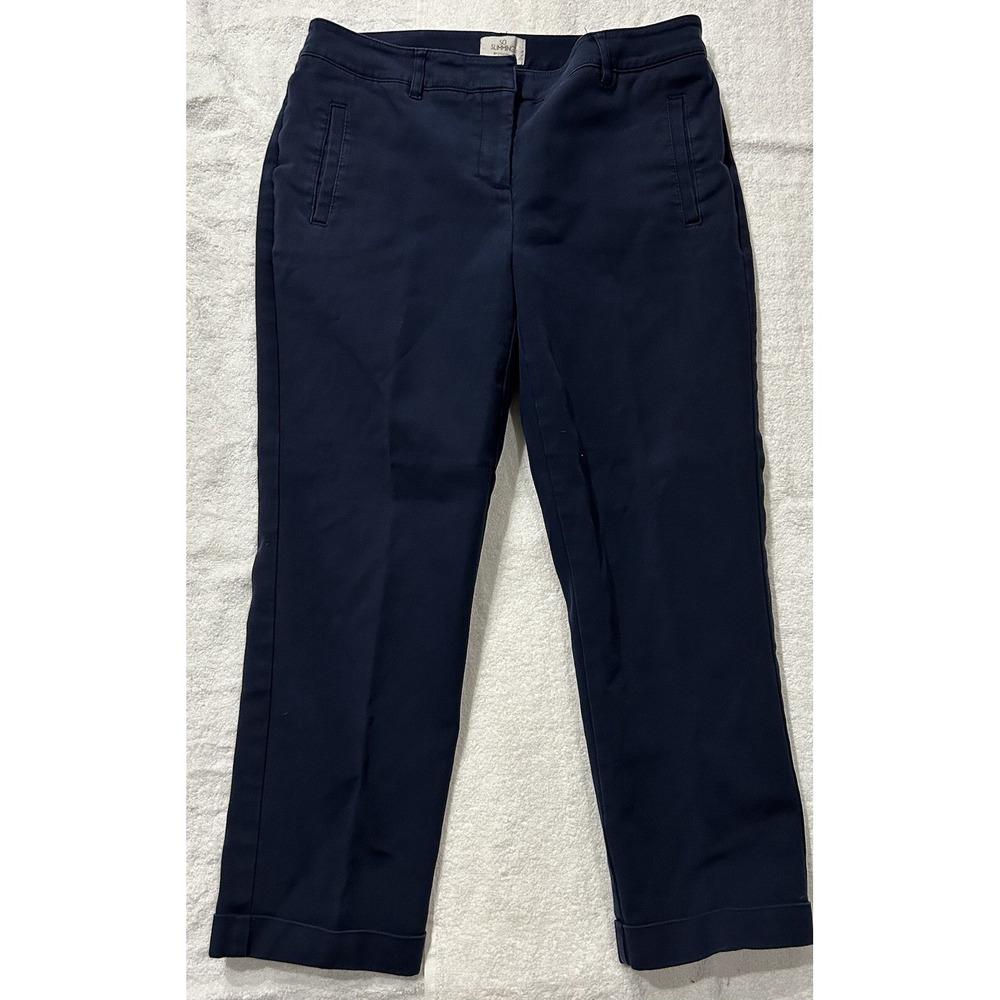 Chicos Pants Womens 0 Navy Blue So Slimming Chino Capri Cuff Stretch Office